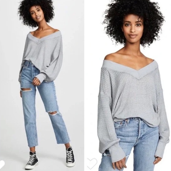 We The Free Super Oversized South Side Thermal Waffle Knit Top - Picture 2 of 12